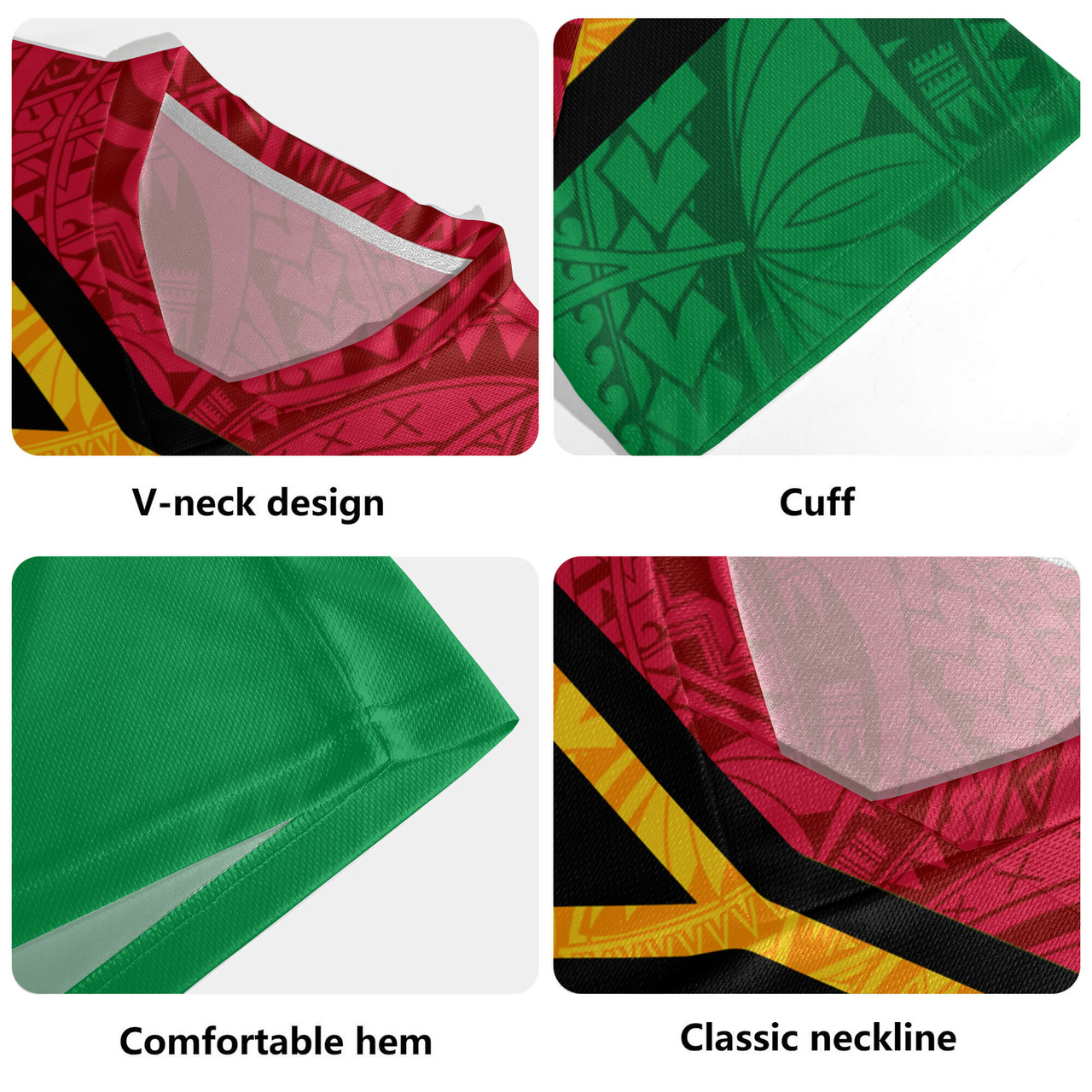Vanuatu Flag Color With Traditional Patterns Men's All Over Printing Rugby Jersey