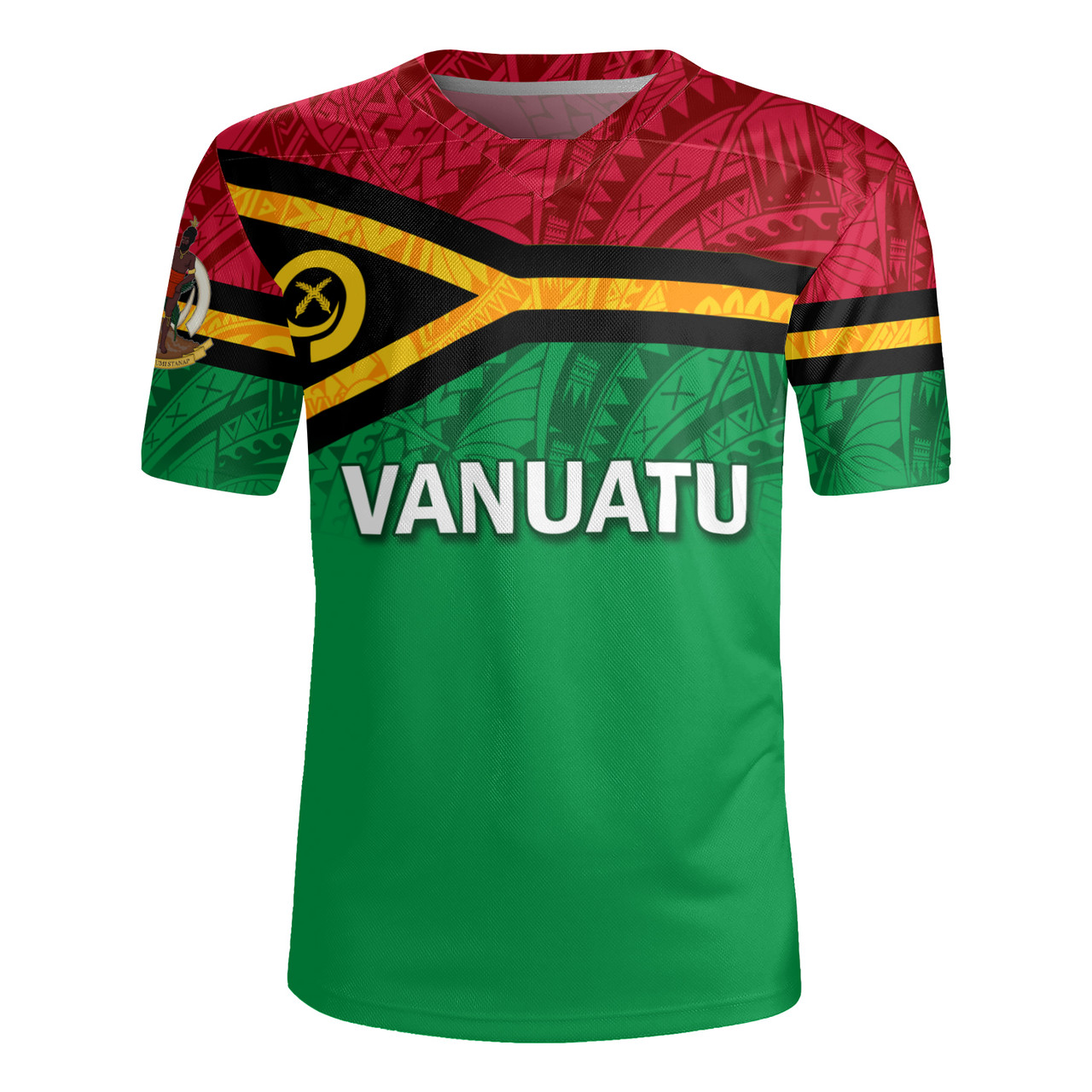 Vanuatu Flag Color With Traditional Patterns Men's All Over Printing Rugby Jersey