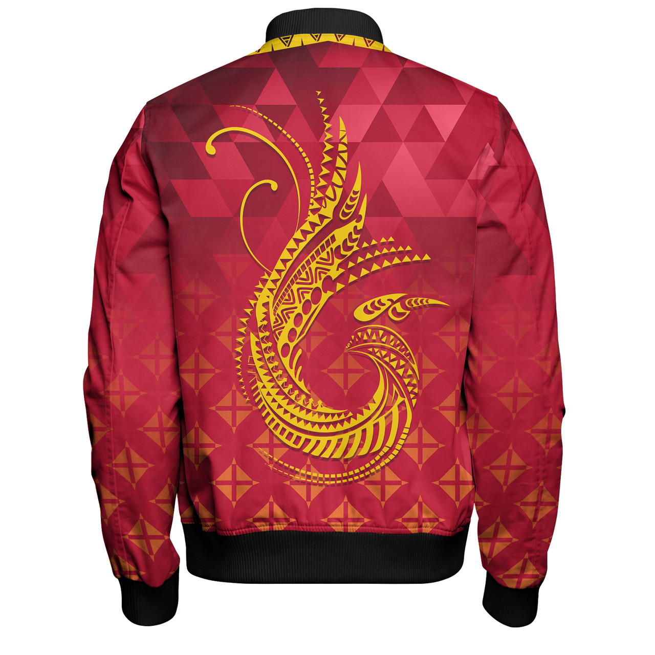 Papua New Guinea Bomber Jacket Lowpolly Pattern with Polynesian Motif