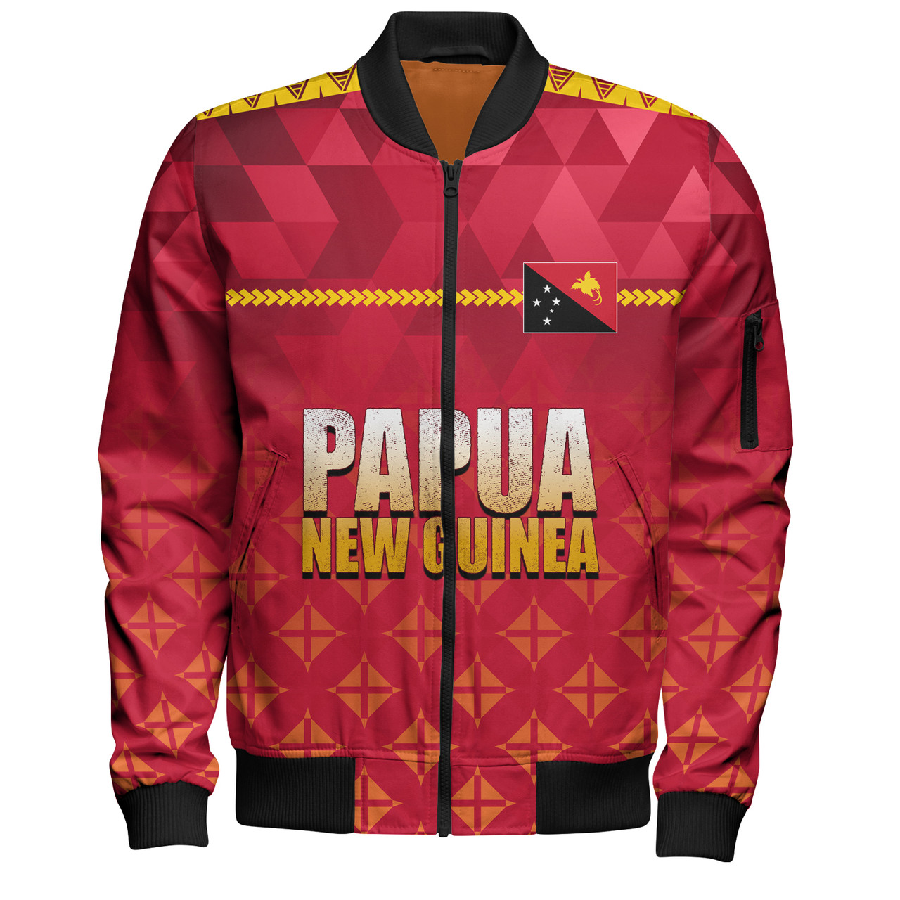 Papua New Guinea Bomber Jacket Lowpolly Pattern with Polynesian Motif