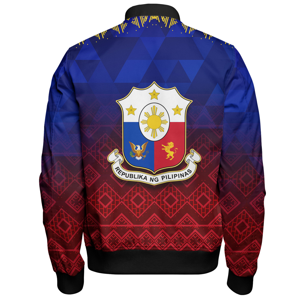 Philippines Filipinos Bomber Jacket Lowpolly Pattern with Tribal Motif