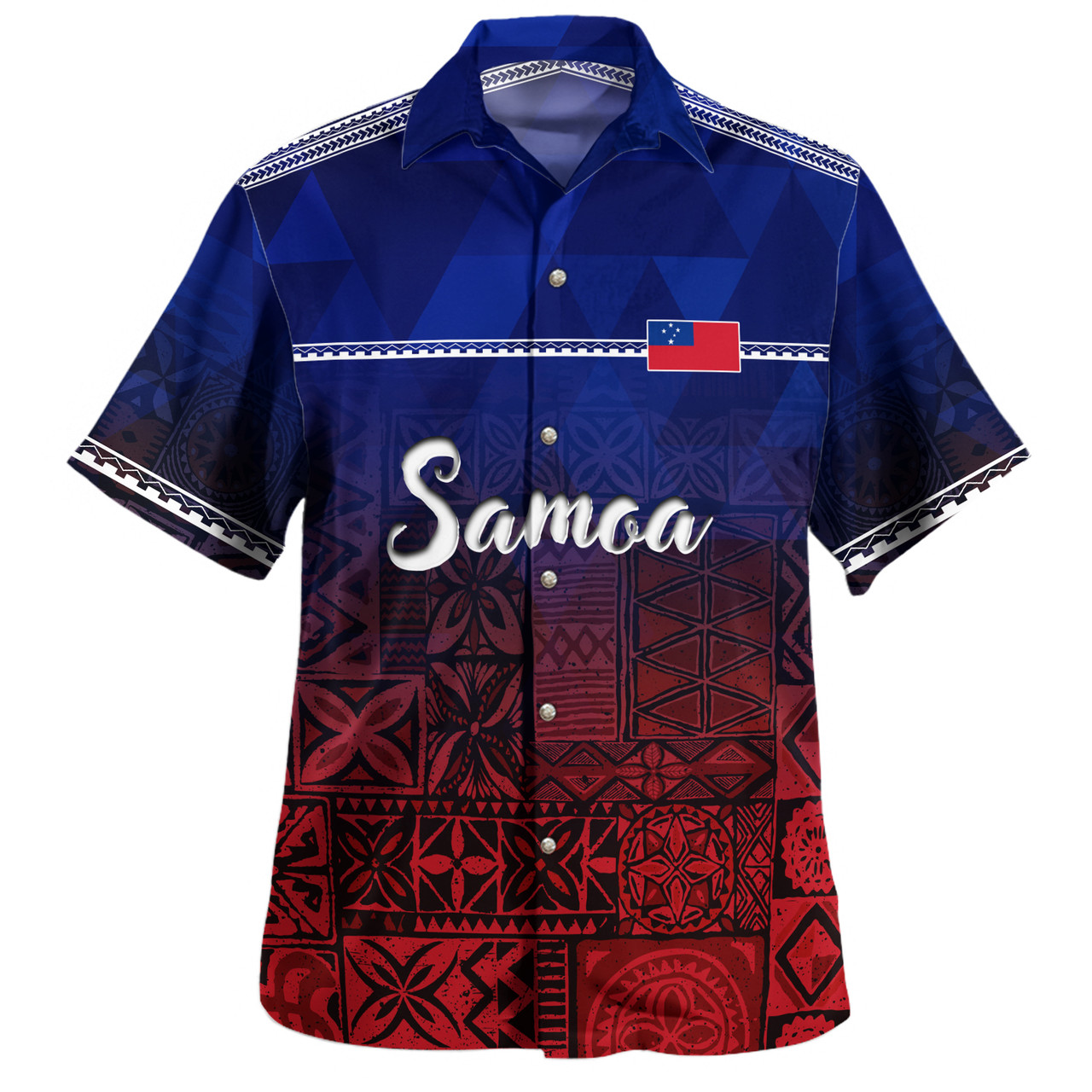 Samoa Hawaiian Shirt Lowpolly Pattern with Polynesian Motif