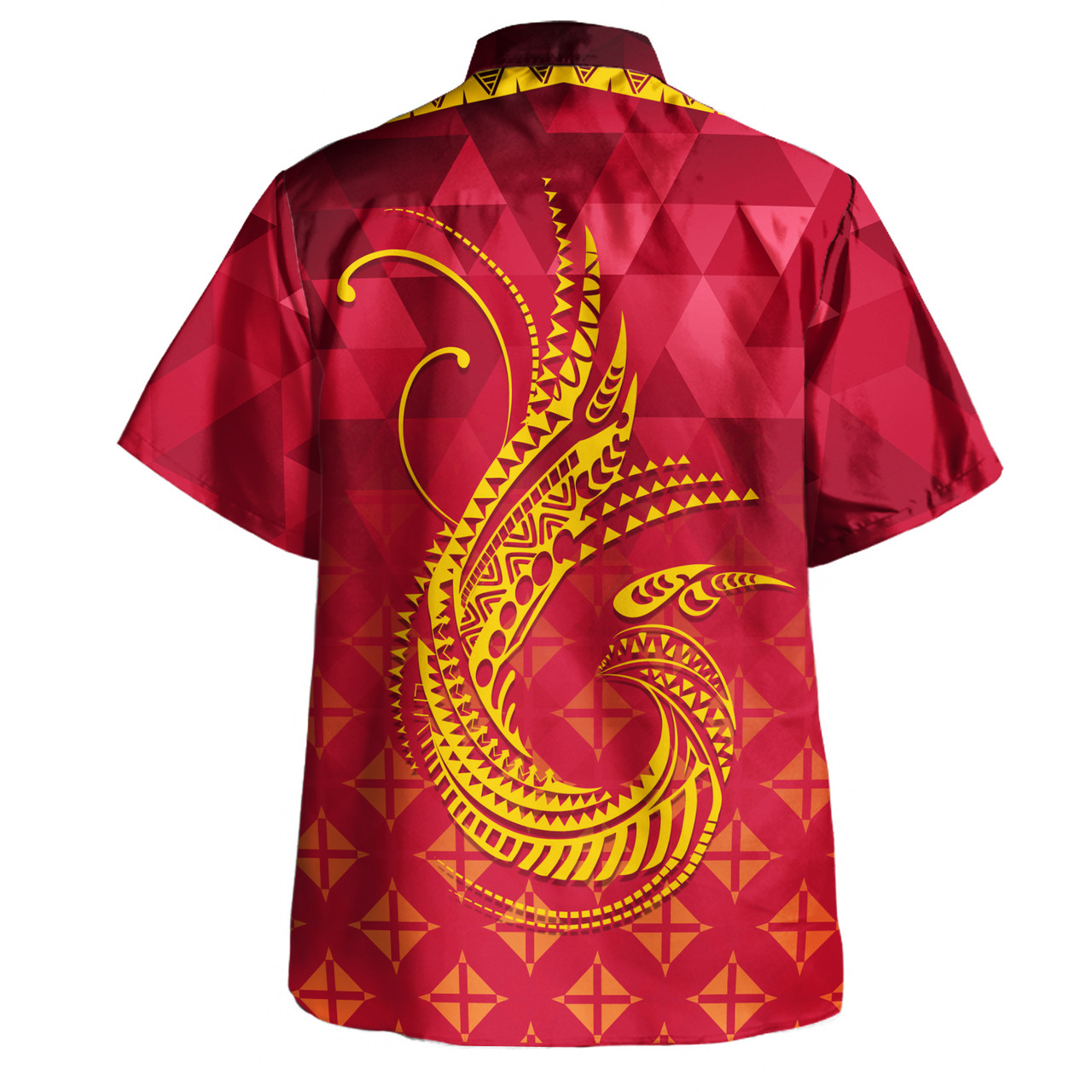 Papua New Guinea Hawaiian Shirt Lowpolly Pattern with Polynesian Motif
