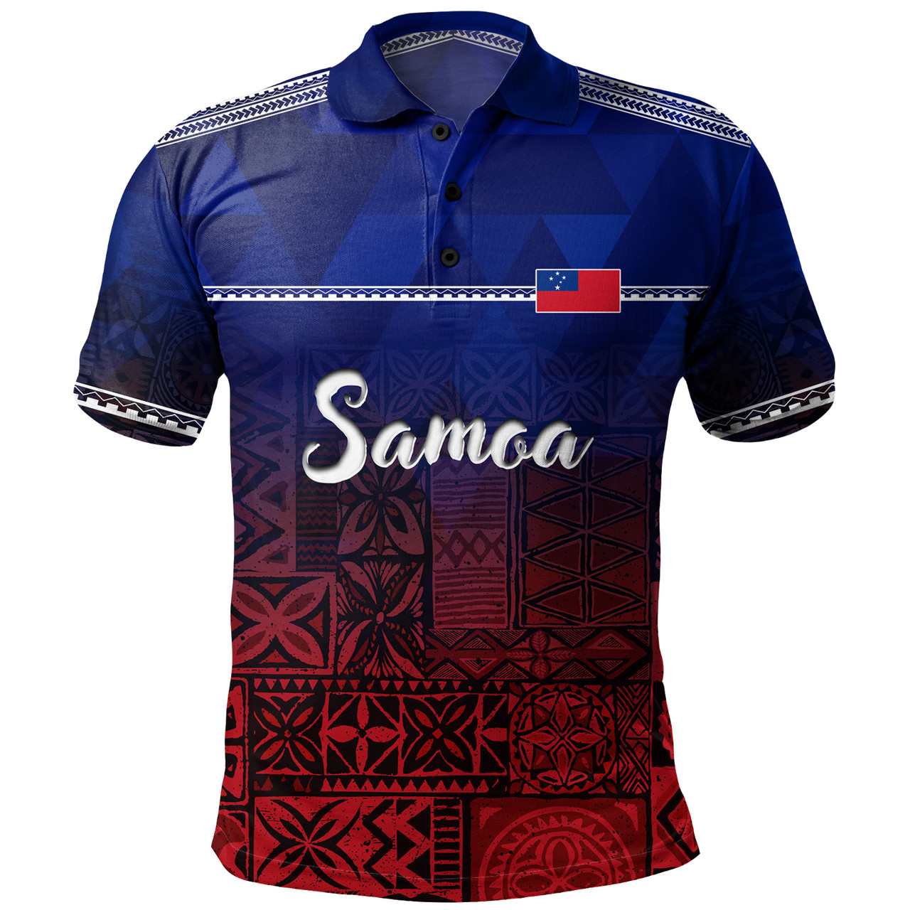 Samoa Polo Shirt Lowpolly Pattern with Polynesian Motif