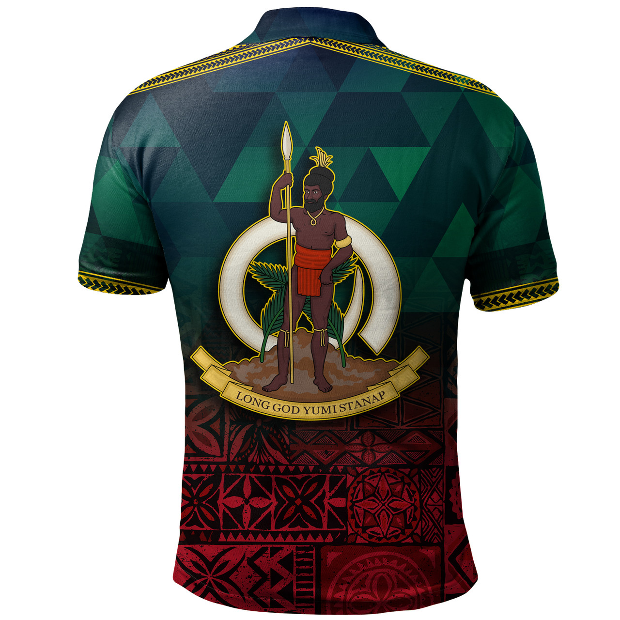 Vanuatu Polo Shirt Lowpolly Pattern with Polynesian Motif