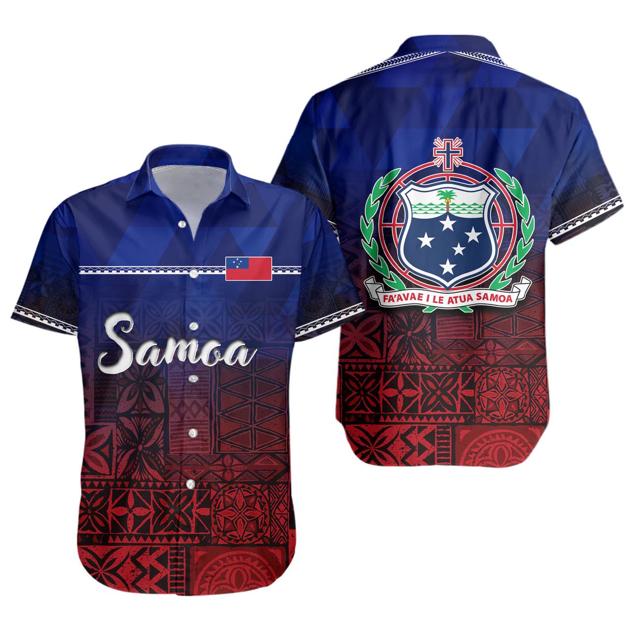 Samoa Short Sleeve Shirt Lowpolly Pattern with Polynesian Motif
