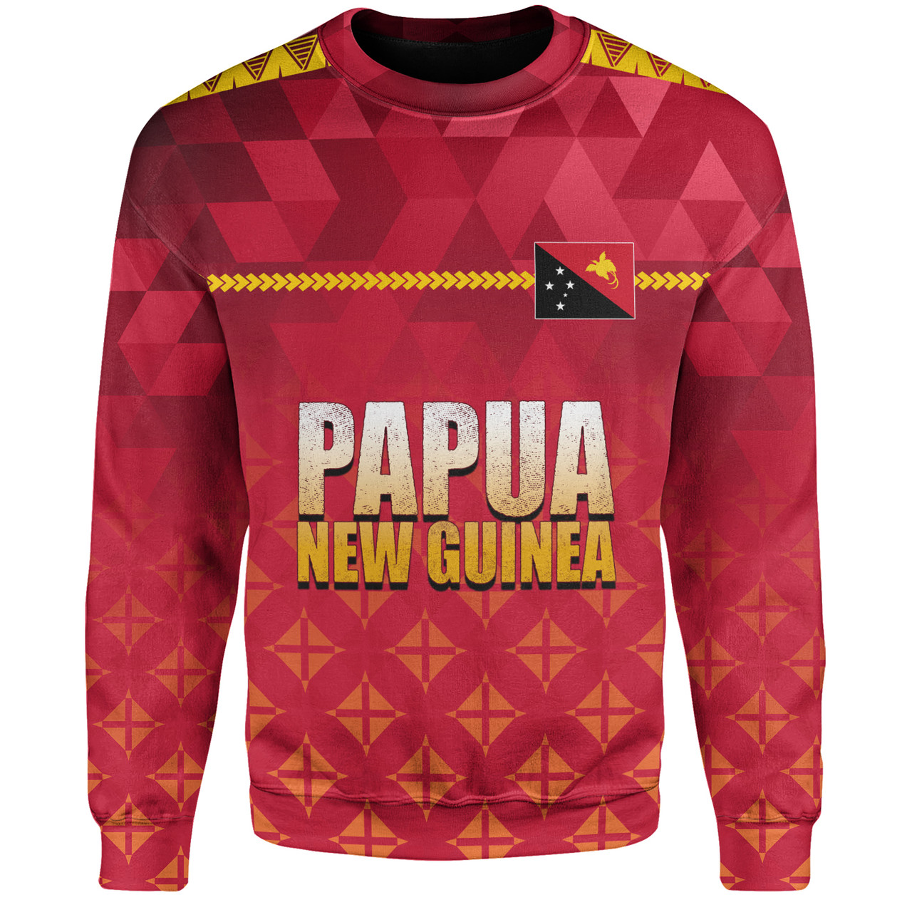 Papua New Guinea Sweatshirt Lowpolly Pattern with Polynesian Motif