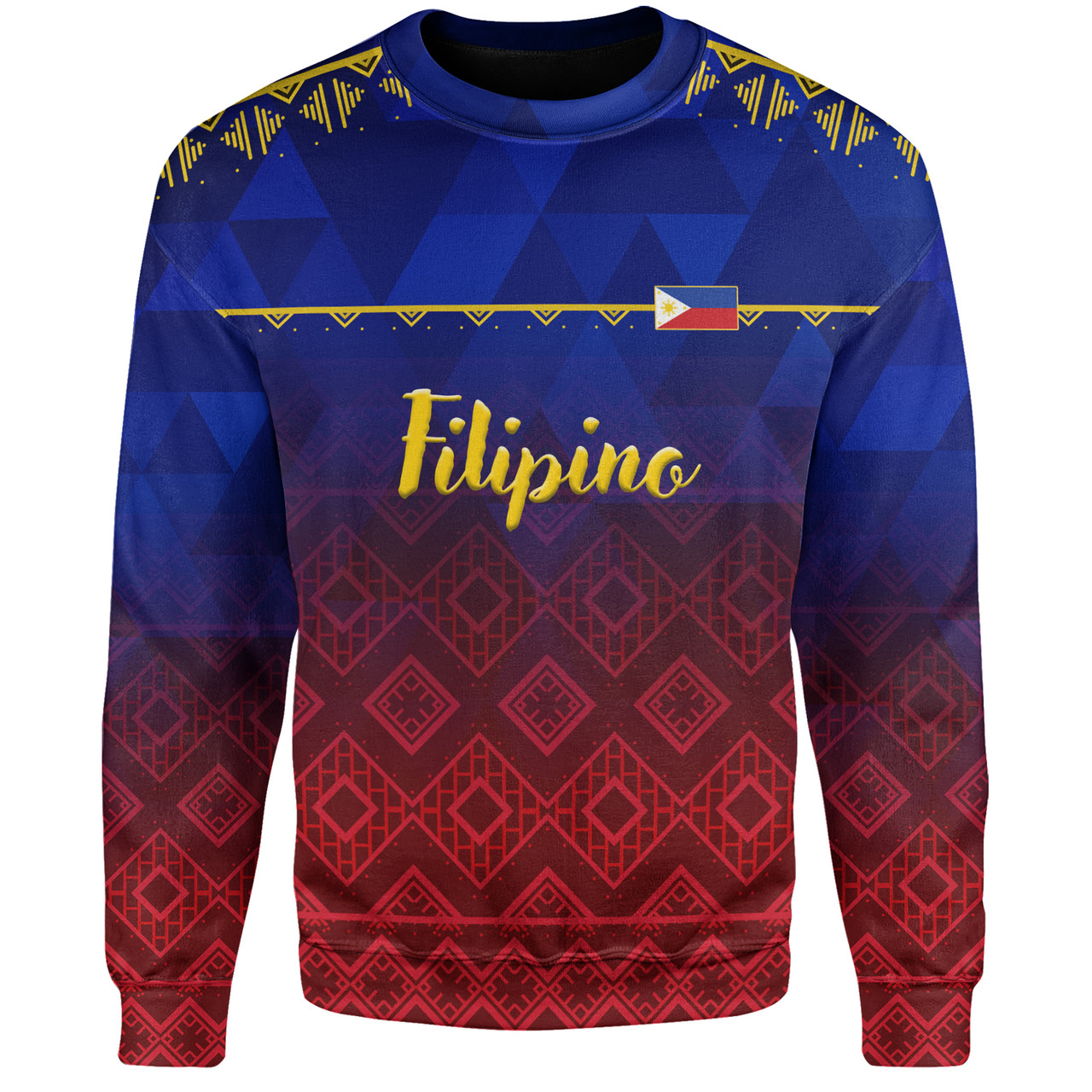 Philippines Filipinos Sweatshirt Lowpolly Pattern with Polynesian Motif