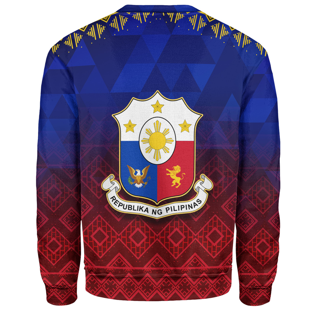 Philippines Filipinos Sweatshirt Lowpolly Pattern with Polynesian Motif