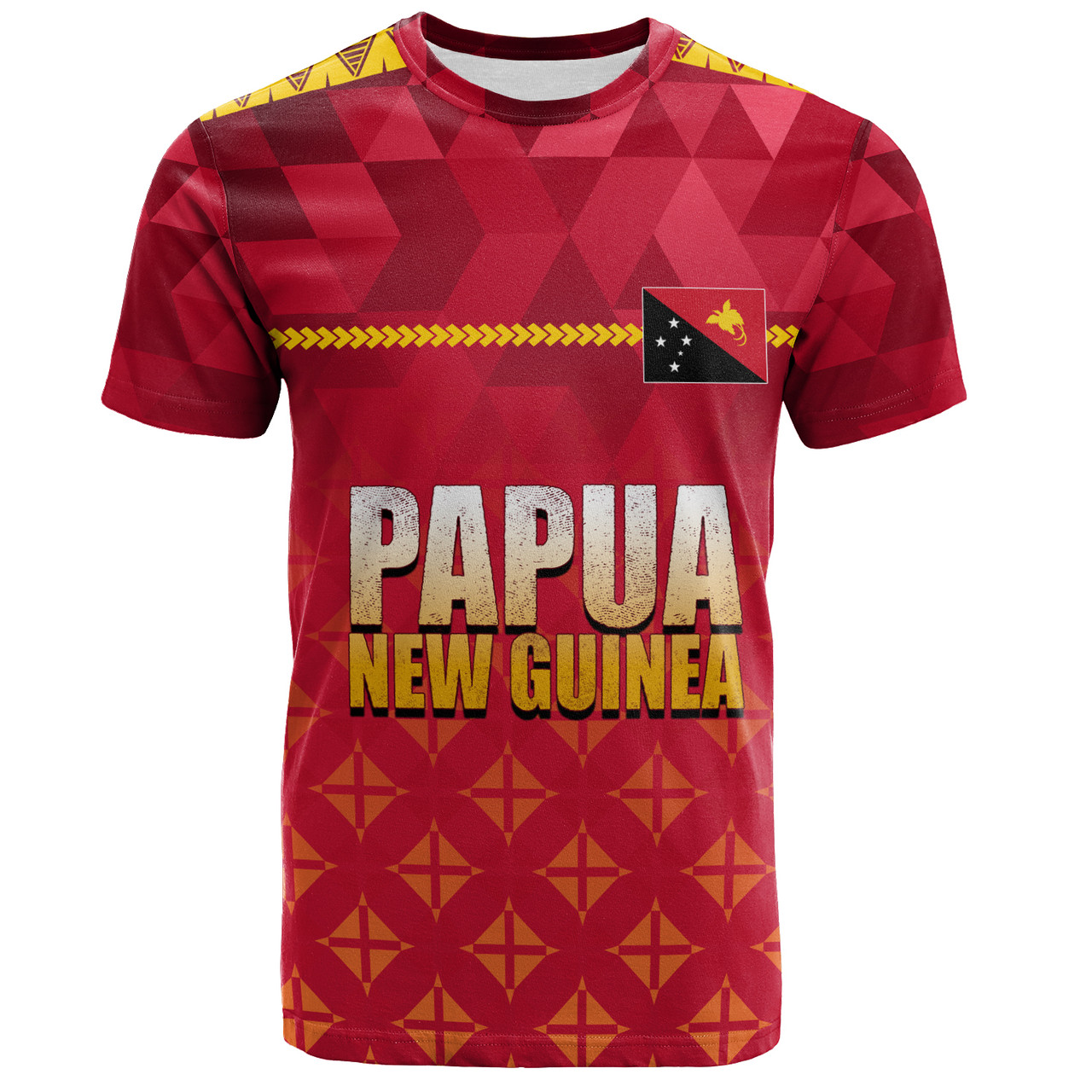 Papua New Guinea T-Shirt Lowpolly Pattern with Polynesian Motif