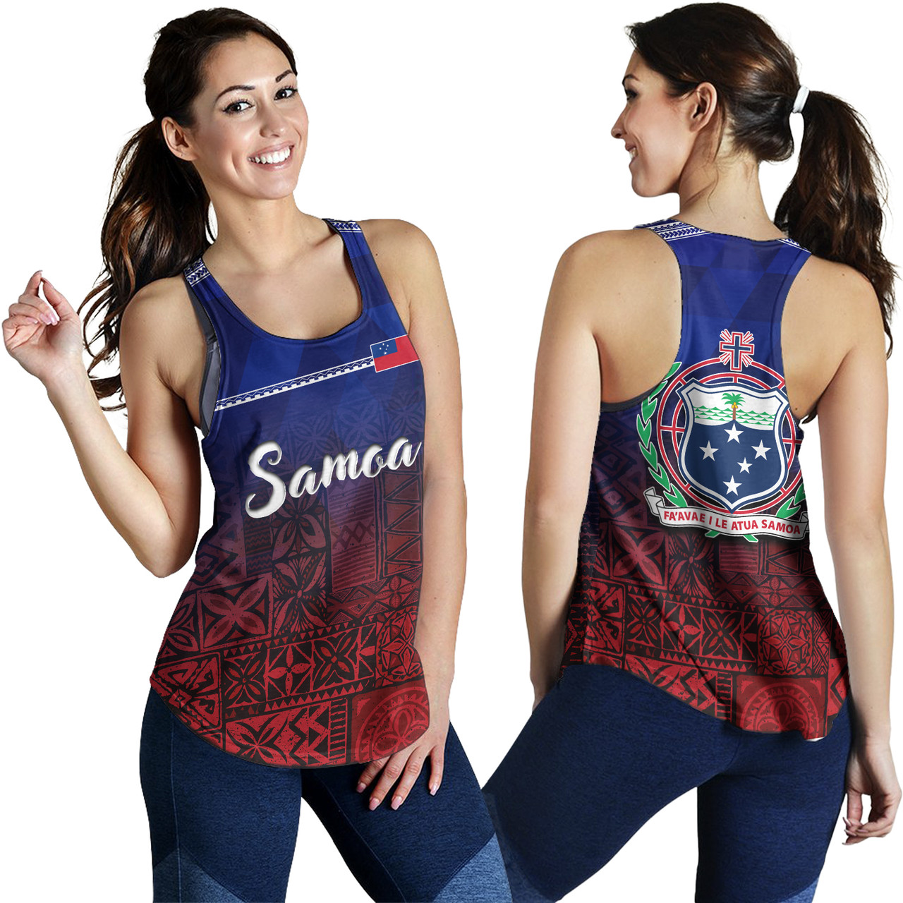 Samoa Women Tank Lowpolly Pattern with Polynesian Motif