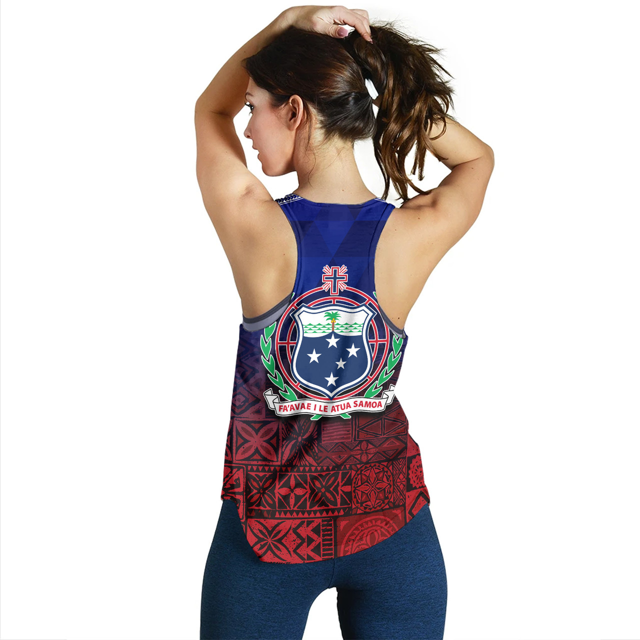 Samoa Women Tank Lowpolly Pattern with Polynesian Motif