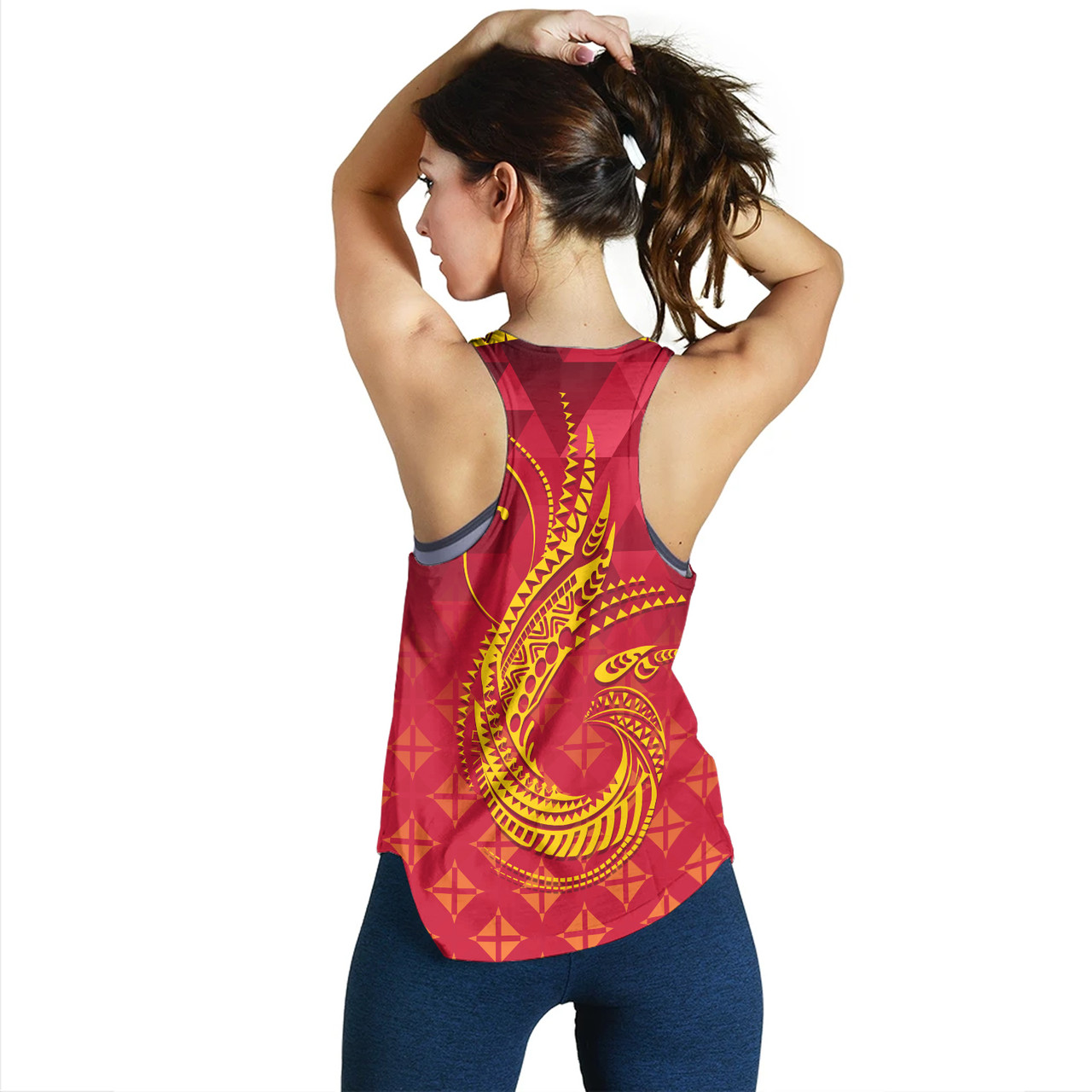 Papua New Guinea Women Tank Lowpolly Pattern with Polynesian Motif