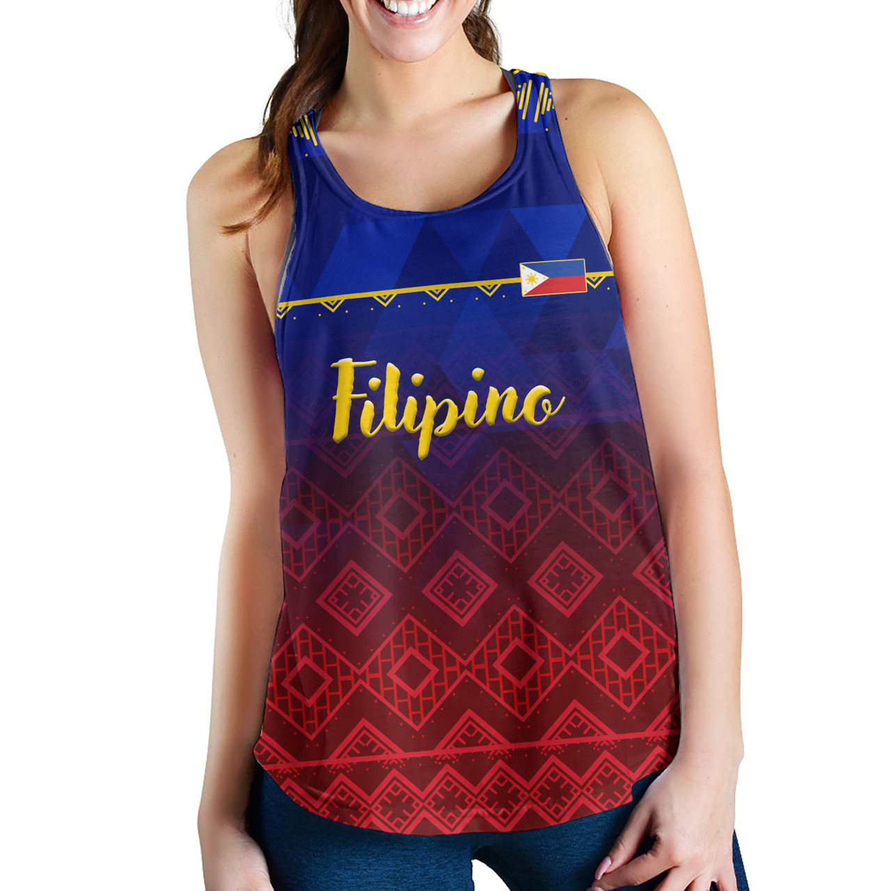 Philippines Filipinos Women Tank Lowpolly Pattern with Tribal Motif