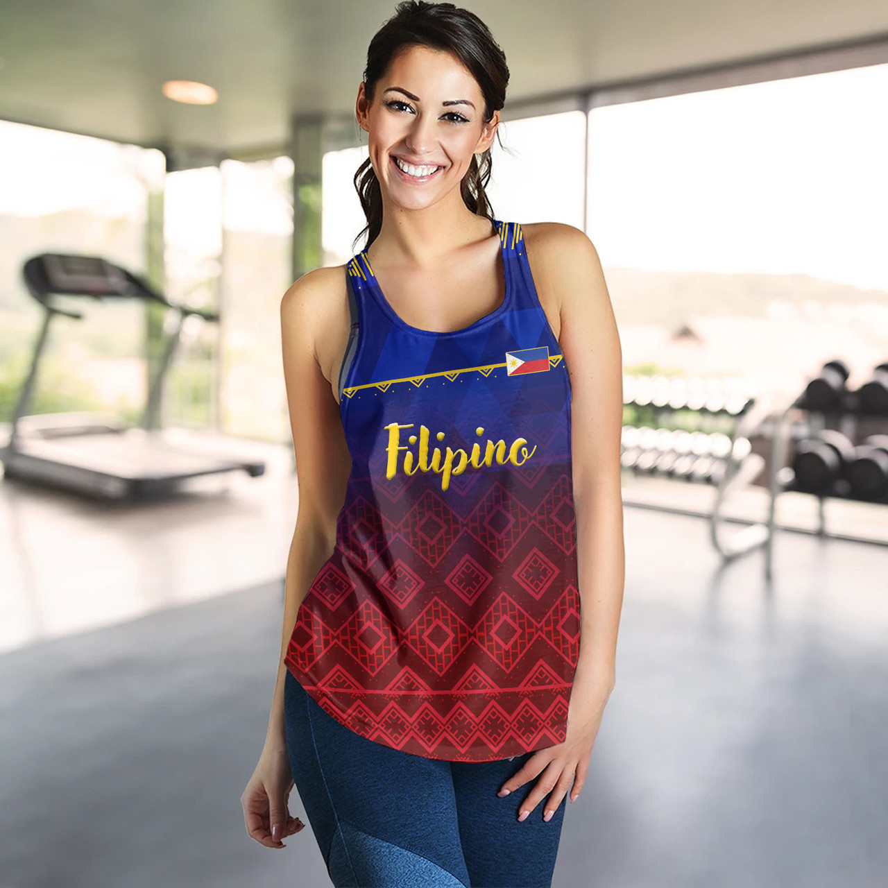 Philippines Filipinos Women Tank Lowpolly Pattern with Tribal Motif