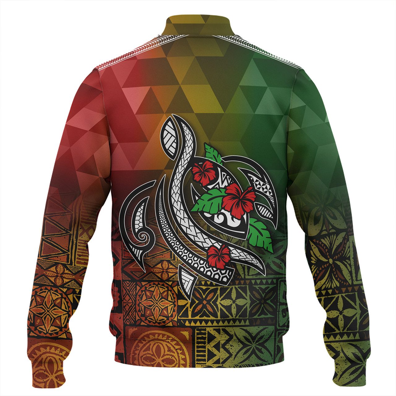 Hawaii Baseball Jacket Lowpolly Pattern with Polynesian Motif