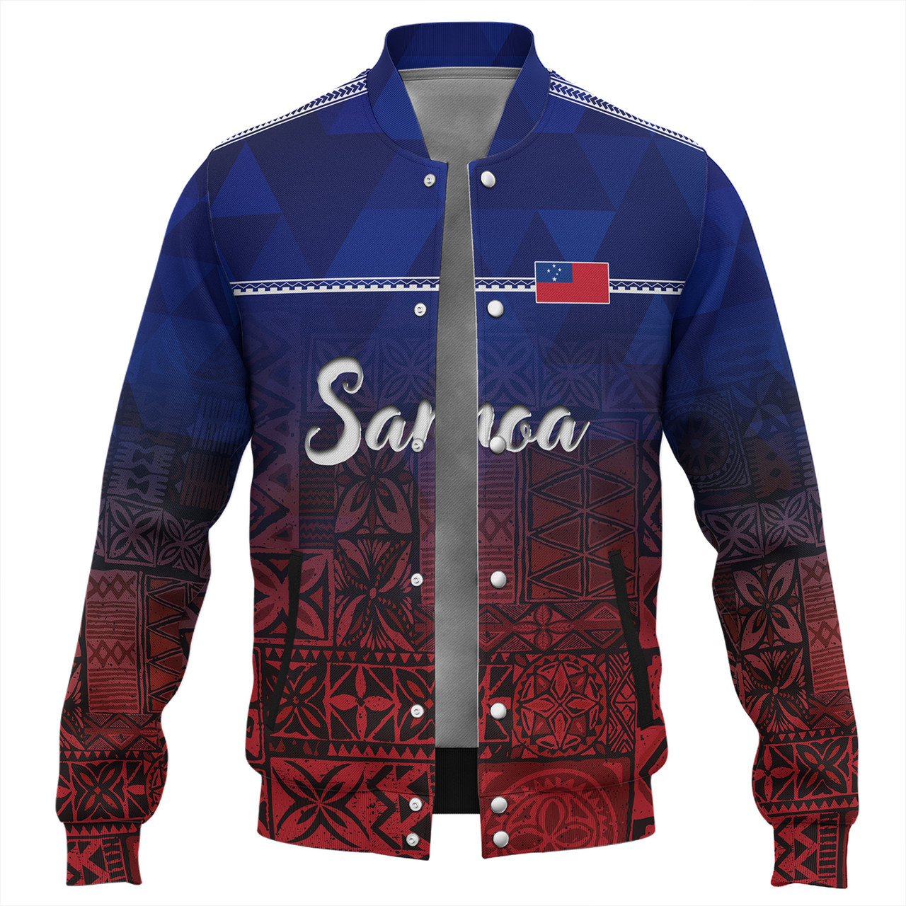 Samoa Baseball Jacket Lowpolly Pattern with Polynesian Motif