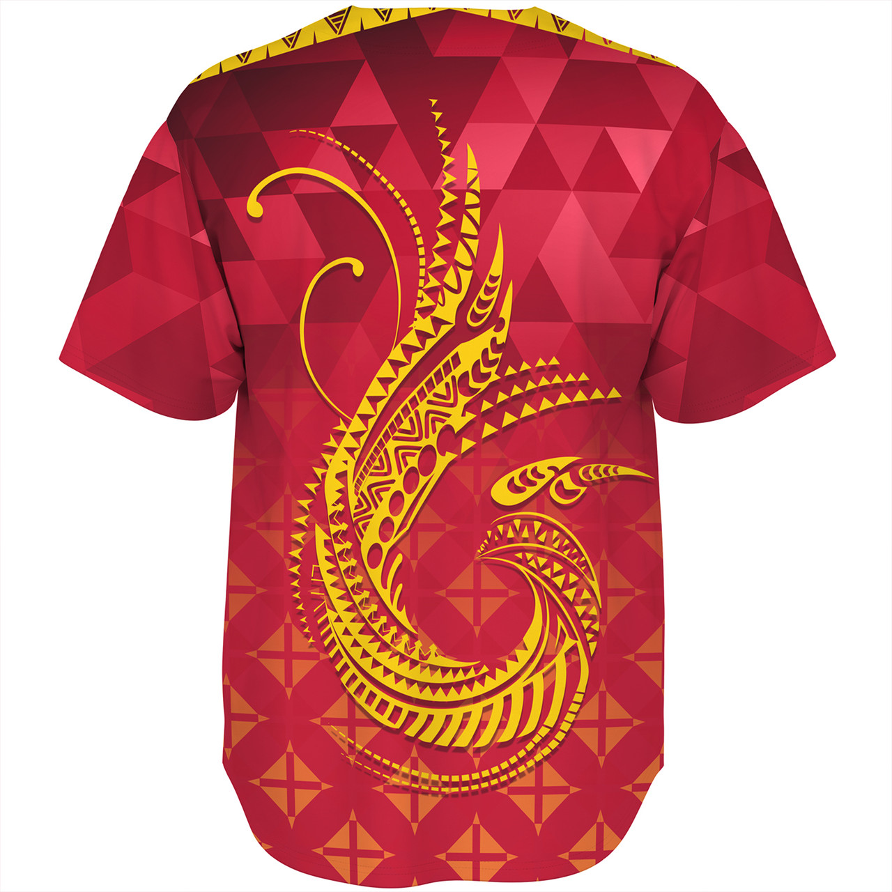 Papua New Guinea Baseball Shirt Lowpolly Pattern with Polynesian Motif