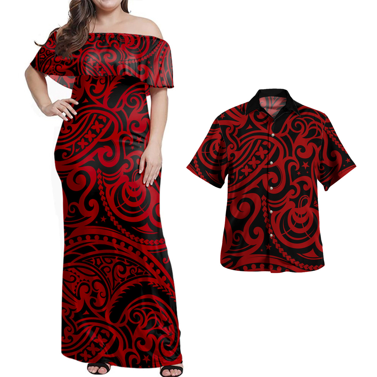 Polynesia Combo Dress And Shirt Maori Pattern