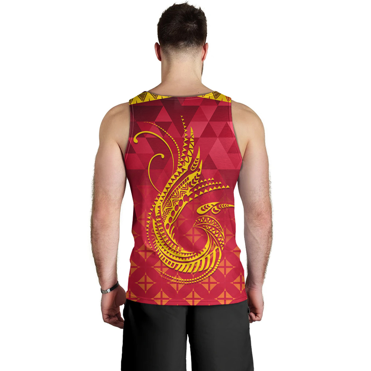 Papua New Guinea Tank Top Lowpolly Pattern with Polynesian Motif