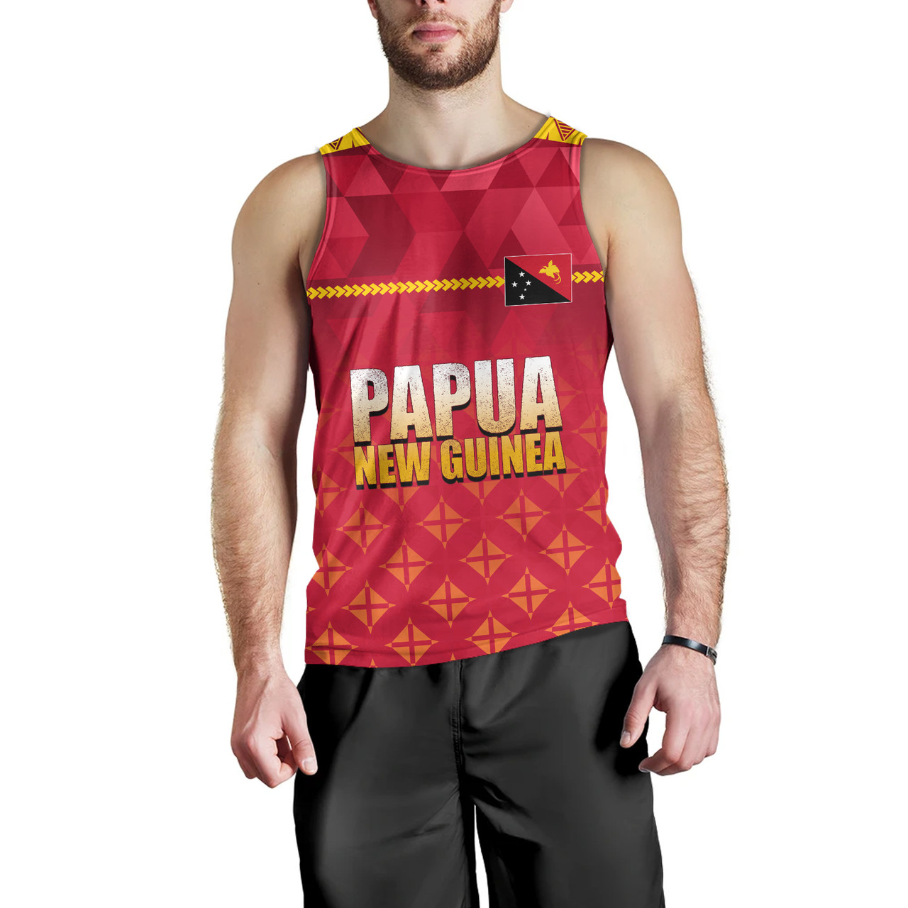 Papua New Guinea Tank Top Lowpolly Pattern with Polynesian Motif