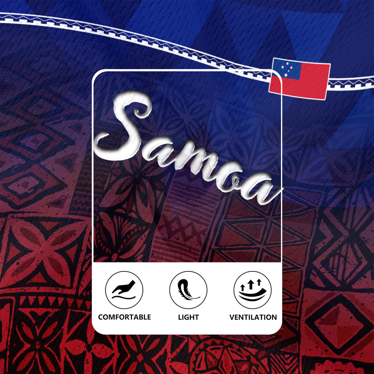 Samoa Rugby Jersey Lowpolly Pattern with Polynesian Motif