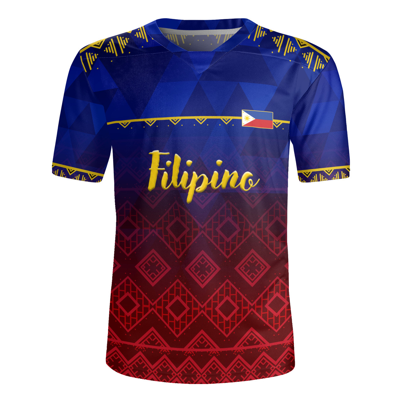 Philippines Filipinos Rugby Jersey Lowpolly Pattern with Polynesian Motif