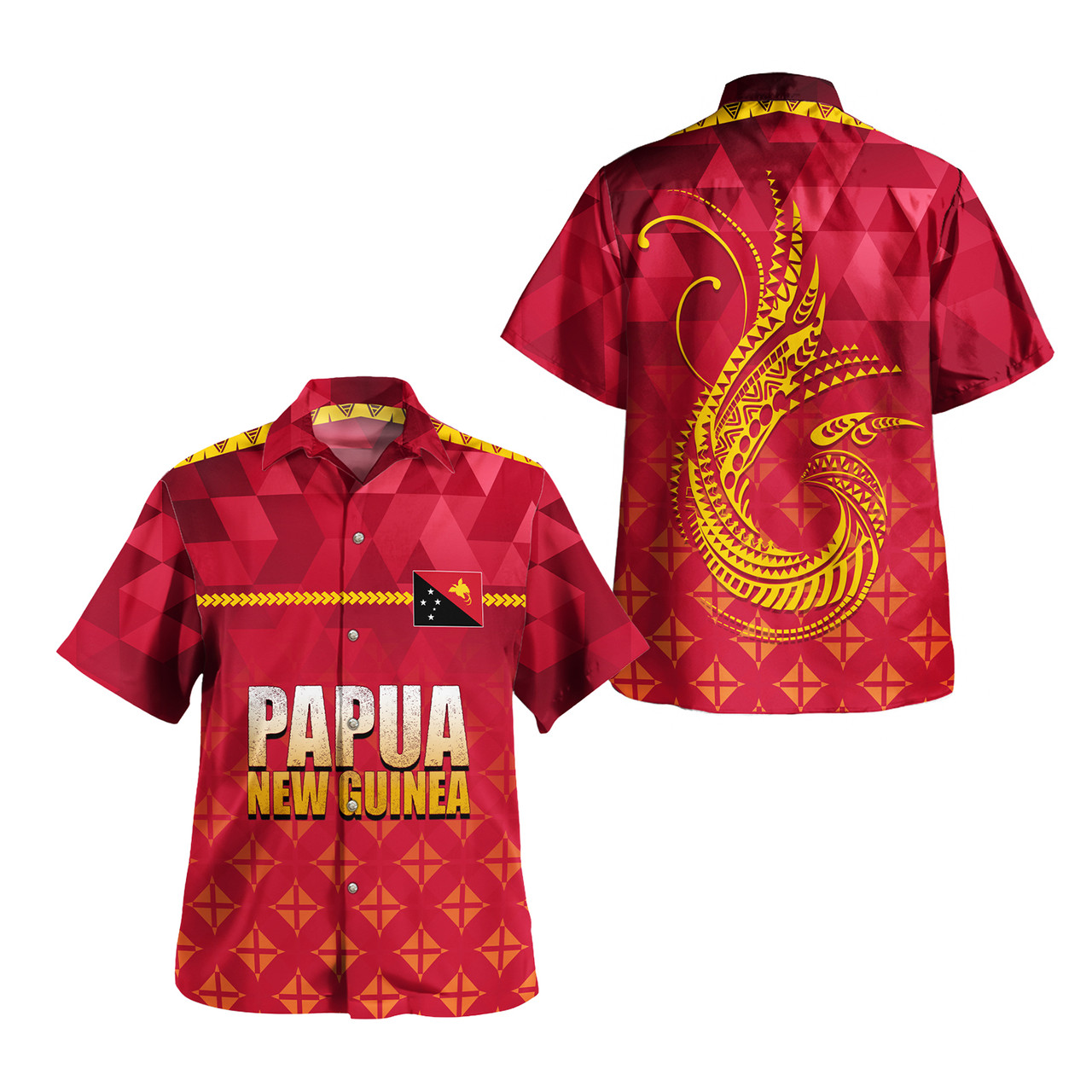 Papua New Guinea Combo Dress And Shirt Lowpolly Pattern with Polynesian Motif