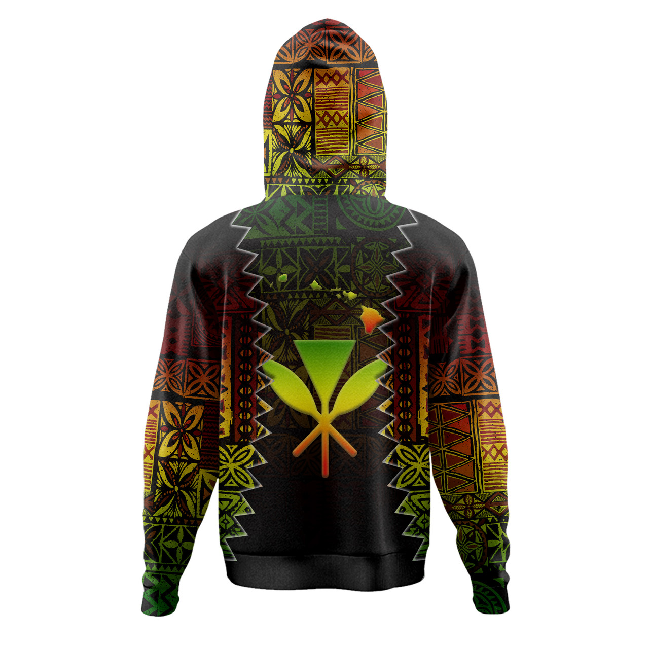 Hawaii Hoodie Polynesian Tribal Motif Reggae Color