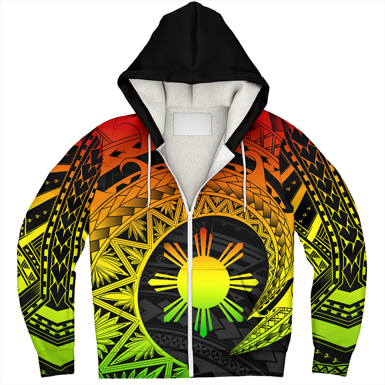 Philippines Filipinos Sherpa Hoodie Sun Tribal Polynesia Reggae