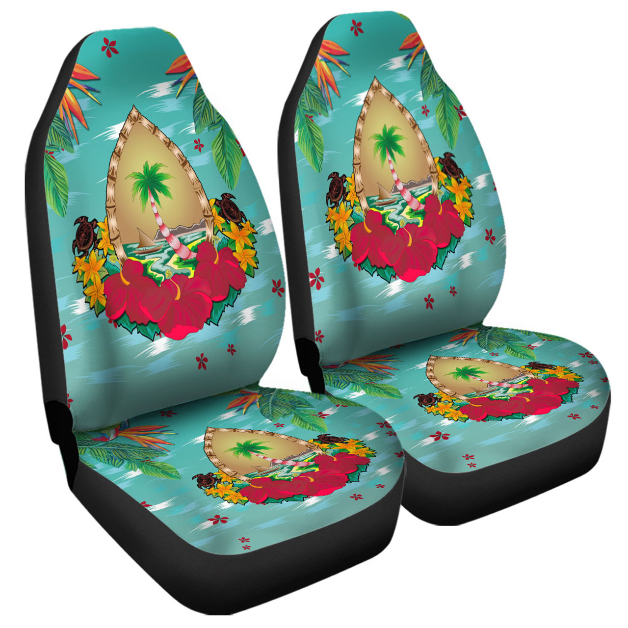 Guam Car Seat Covers Latte Stones Hibiscus