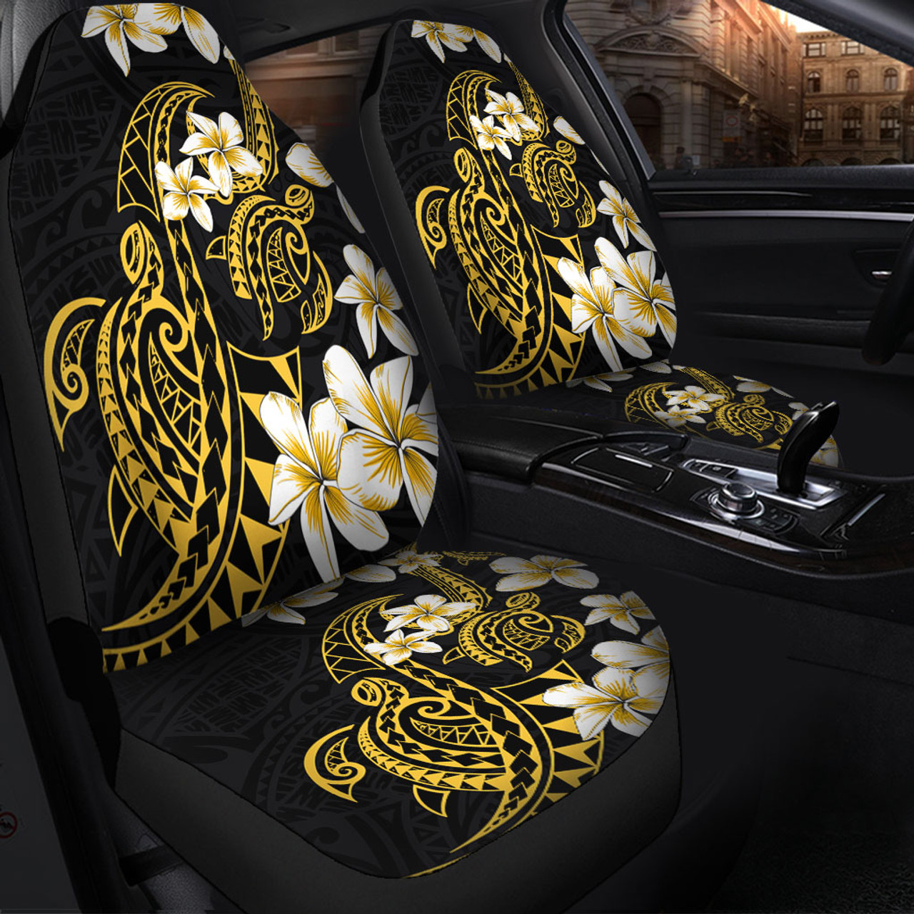 Hawaii Car Seat Covers Polynesian Tribal Tattoo Plumeria Flower