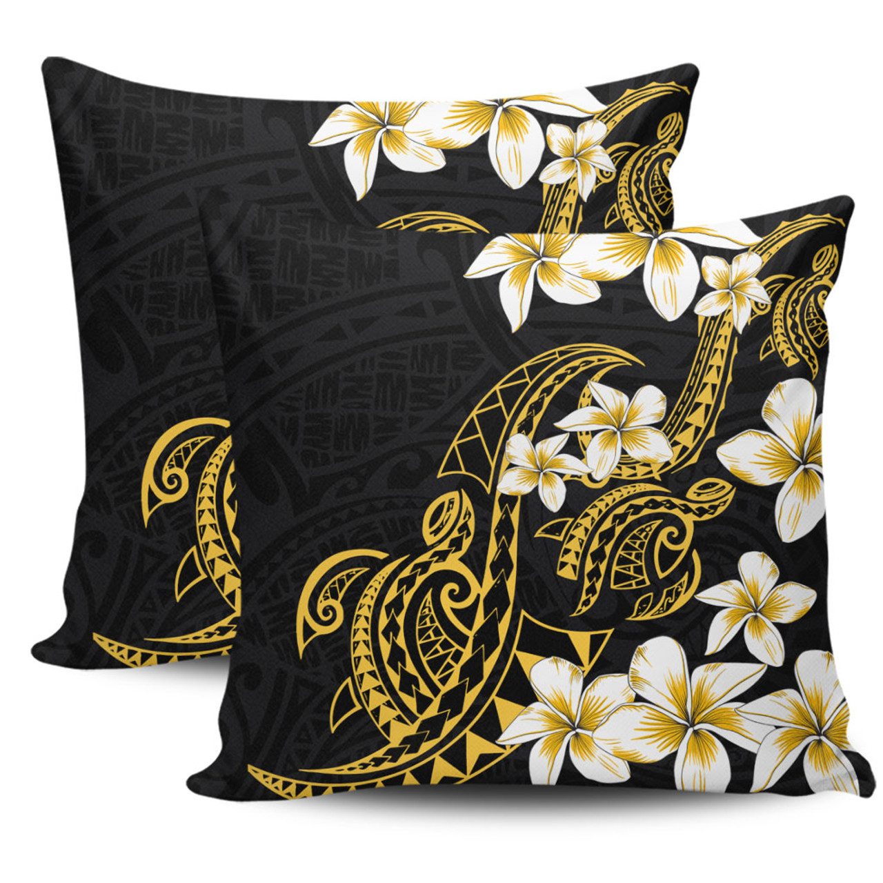 Hawaii Pillow Cover Polynesian Tribal Tattoo Plumeria Flower