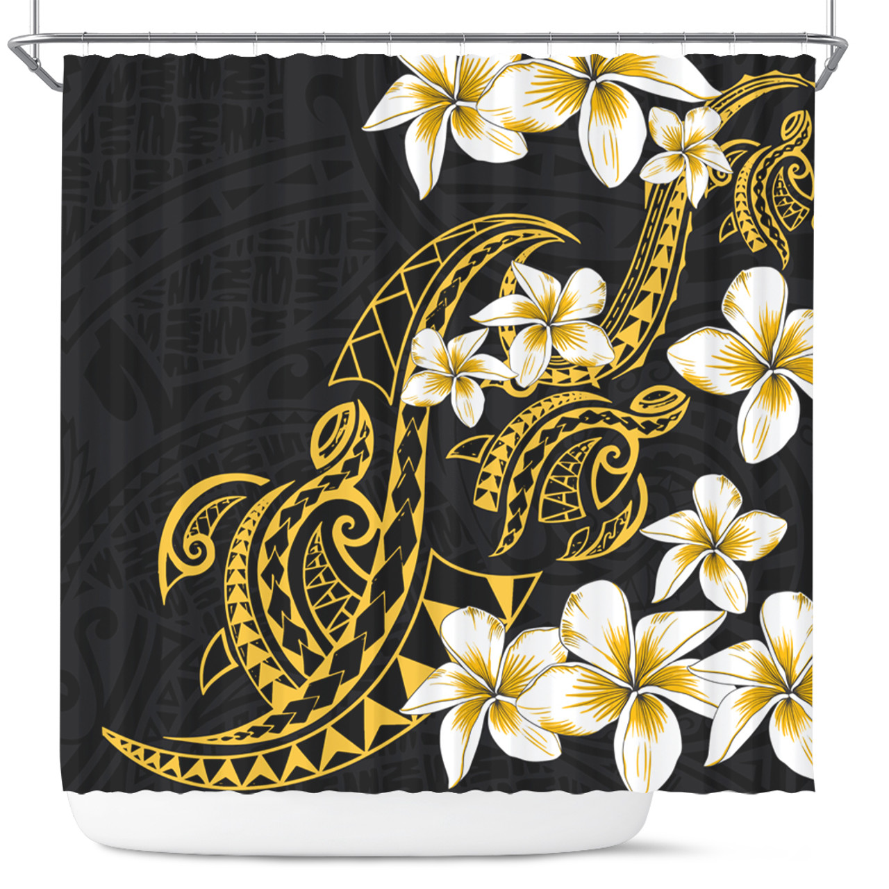 Hawaii Shower Curtain Polynesian Tribal Tattoo Plumeria Flower