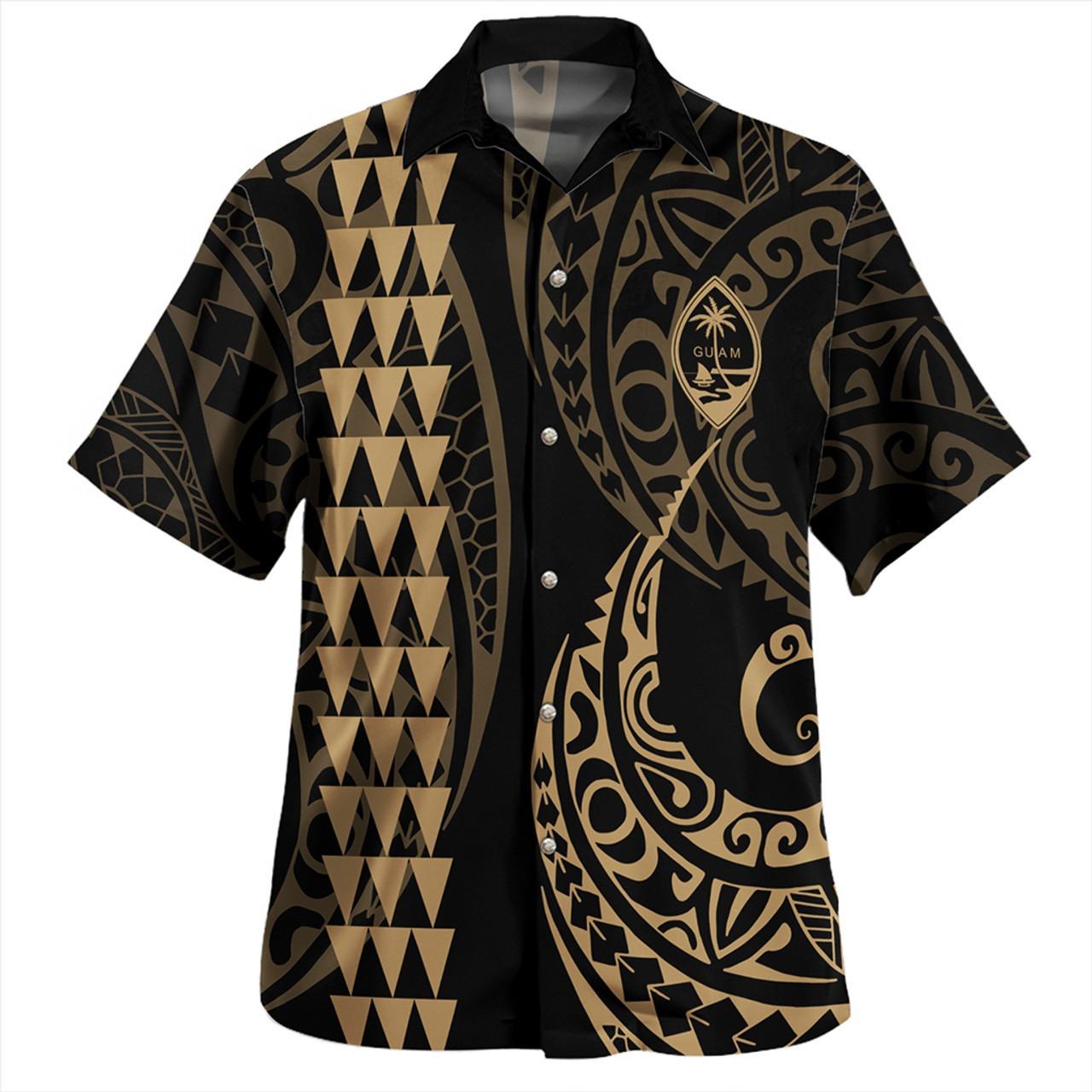 Guam Combo Puletasi And Shirt Kakau Style Gold
