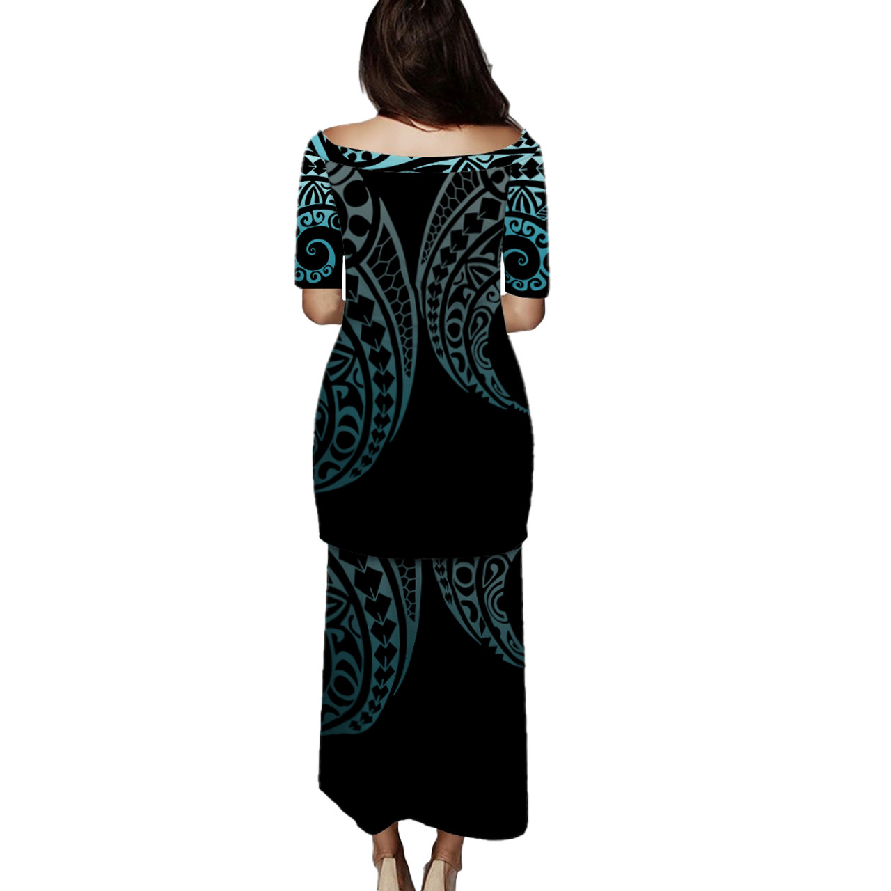 Samoa Combo Puletasi And Shirt Kakau Style Turquoise