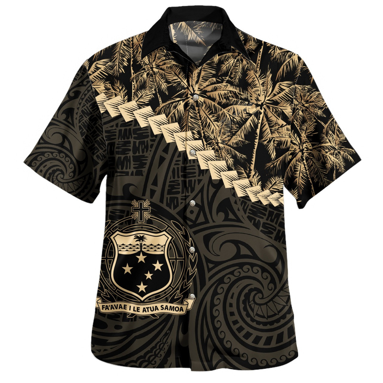 Samoa Combo Puletasi And Shirt Coconut Tree Style