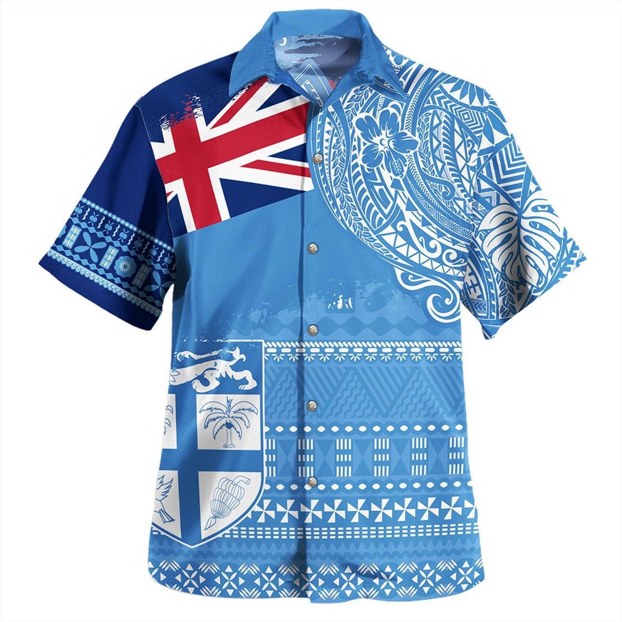 Fiji Combo Puletasi And Shirt Flag With Coat Of Arms