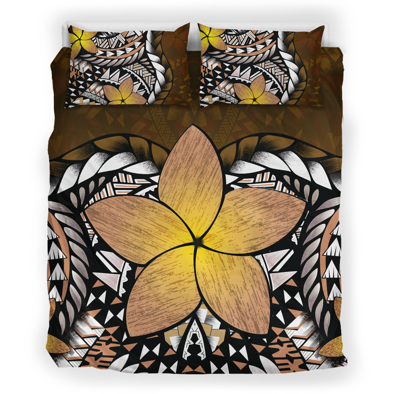 Hawaii Bedding Set Hawaii Plumeria Polynesian Traditional Patterns Vintage Version