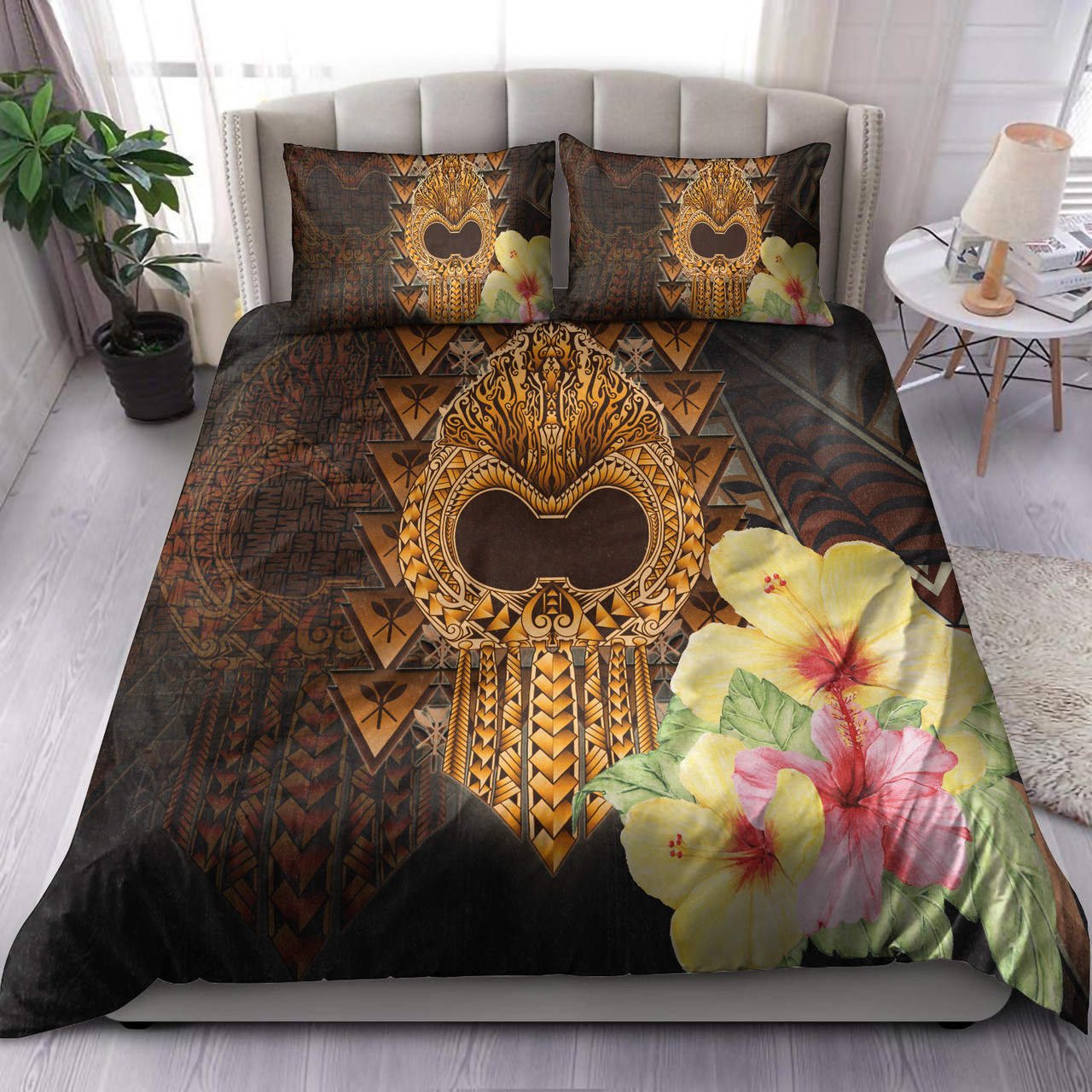 Hawaii Bedding Set Ikaika Hawaiian With Hibiscus Flowers Retro Style