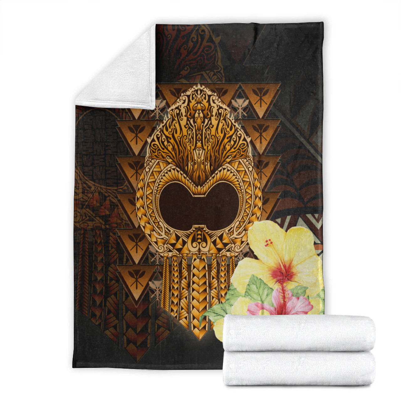 Hawaii Premium Blanket Ikaika Hawaiian With Hibiscus Flowers Retro Style