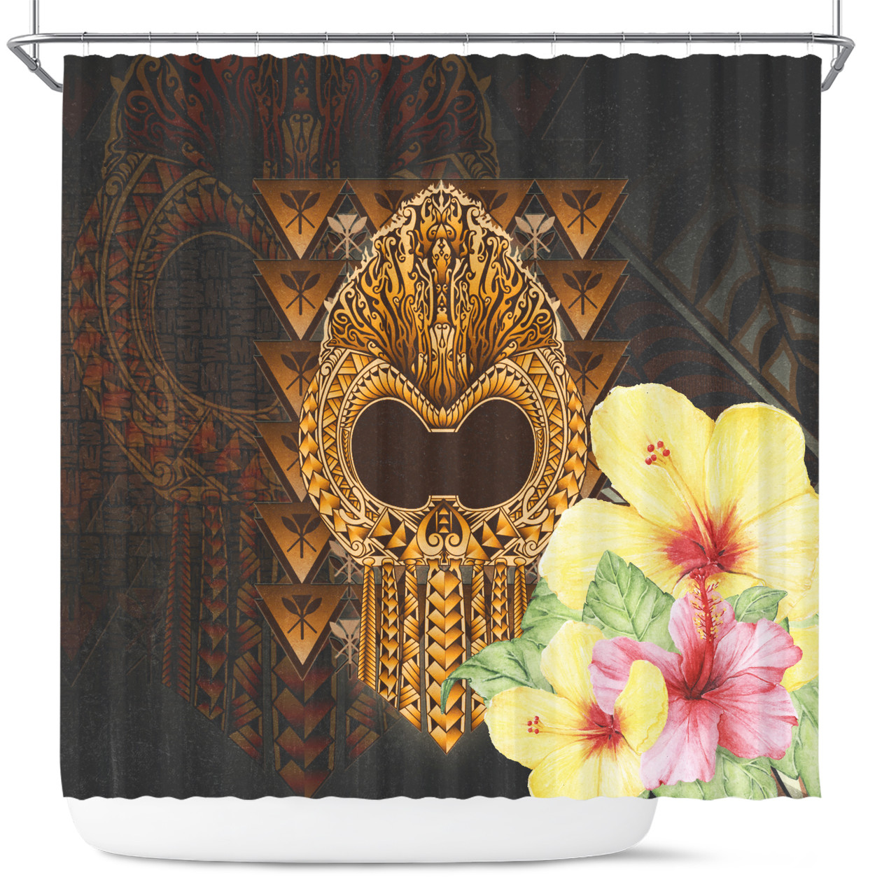 Hawaii Shower Curtain Ikaika Hawaiian With Hibiscus Flowers Retro Style