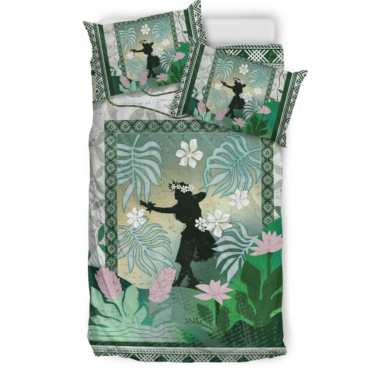 Hawaii Bedding Set Hawaii Girl Hula Dancers With Tropical Flowers