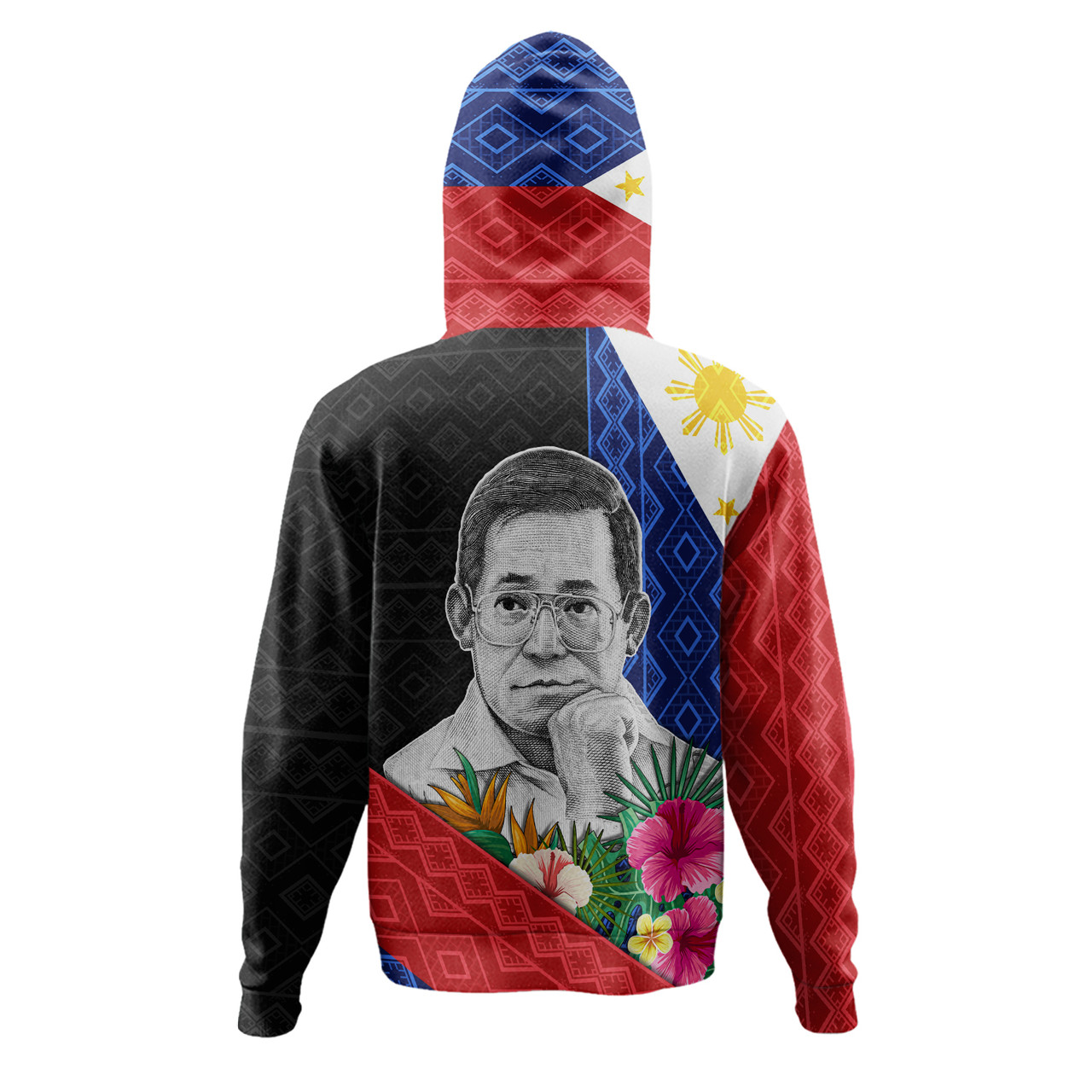 Philippines Filipinos Hoodie Ninoy Aquino With Tropical Flowers