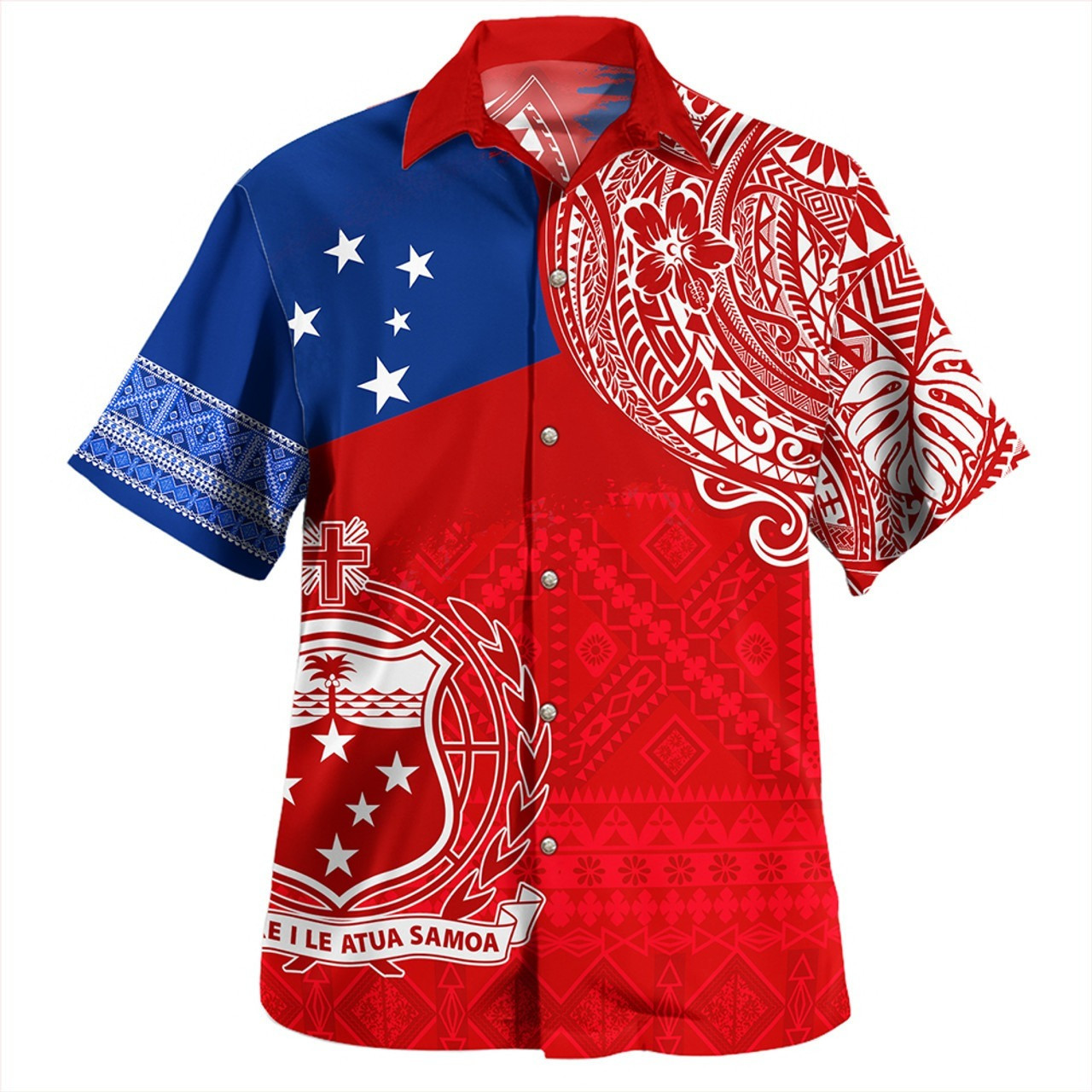 Samoa Combo Puletasi And Shirt Polynesian Flag With Coat Of Arms