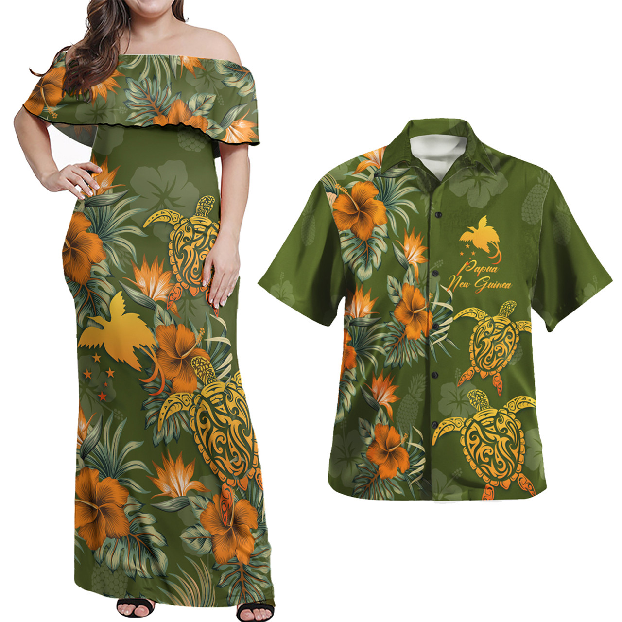 Papua New Guinea Polynesian Pattern Combo Dress And Shirt Tropical Summer