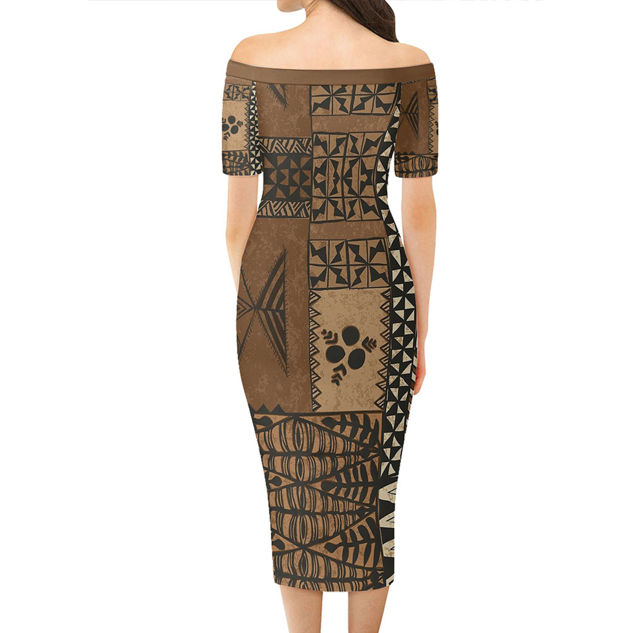 Tonga Short Sleeve Off The Shoulder Lady Dress Scarf