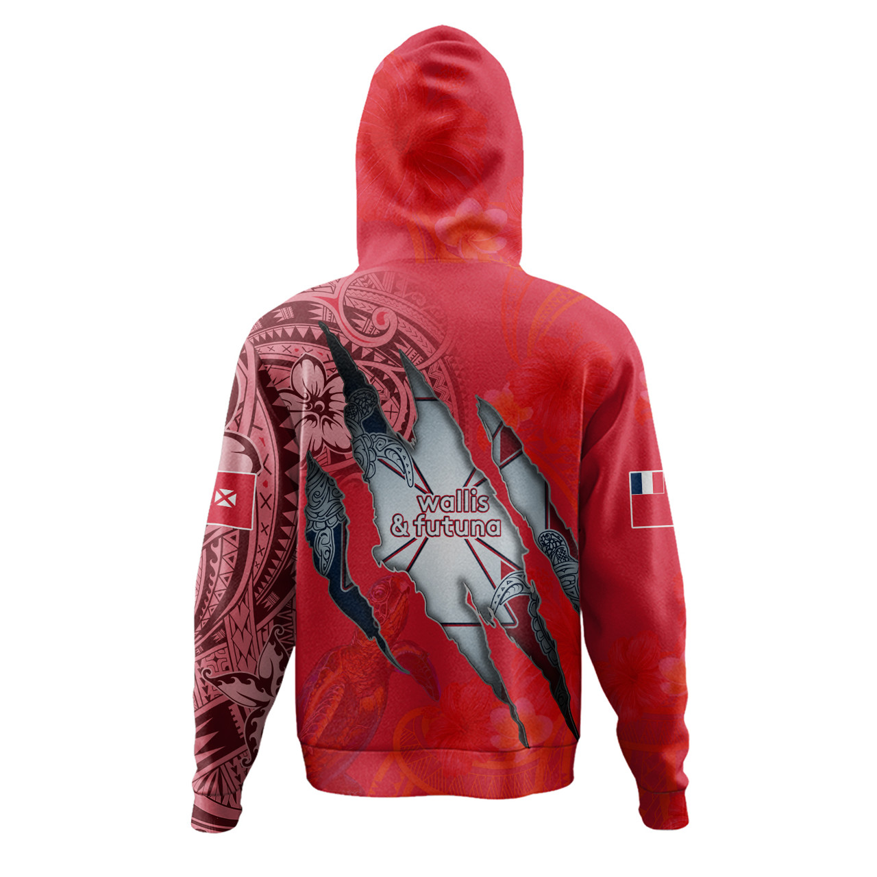 Wallis And Futuna Hoodie Custom Wallisian Futunan Blood Inside Me Polynesian Sleeve Tattoo Tropical Red