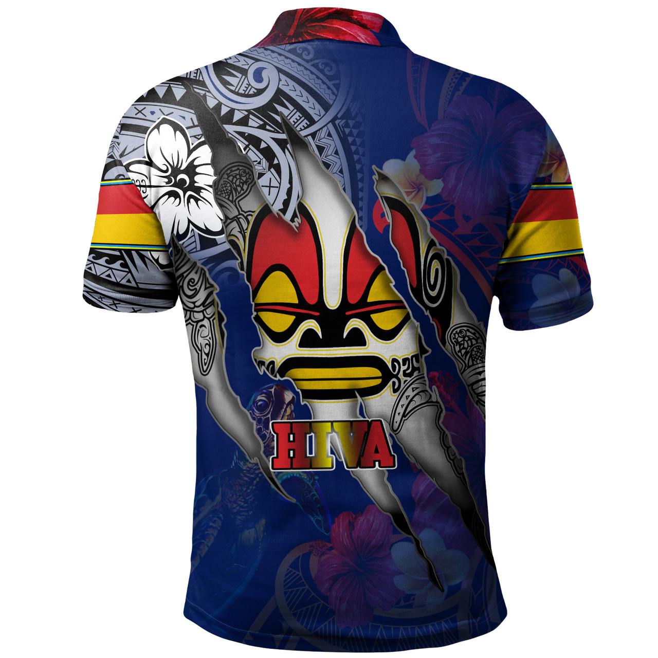 Marquesas Islands Polo Shirt Custom Marquesan Blood Inside Me Polynesian Sleeve Tattoo Tropical Blue