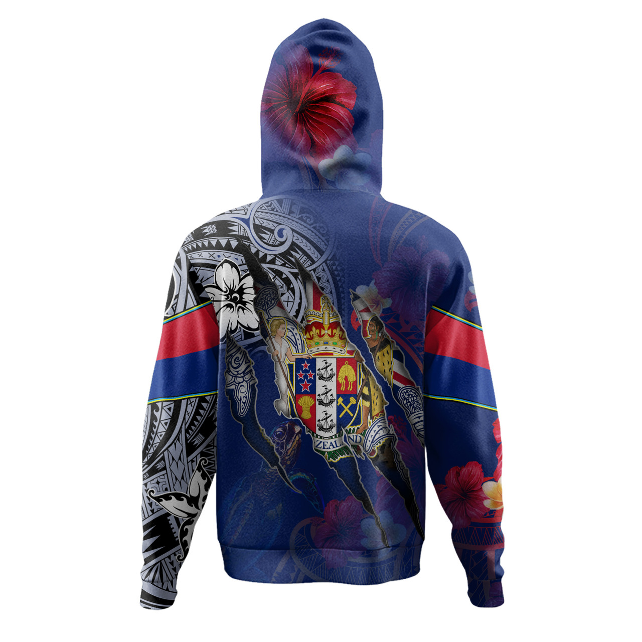 New Zealand Hoodie Custom Kiwis Blood Inside Me Polynesian Sleeve Tattoo Tropical Blue